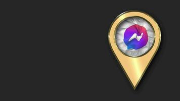 Messenger Gold Location Icon Flag Seamless Looped Waving, Space on Left Side for Design or Information, 3D Rendering video