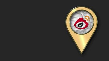 Weibo Gold Location Icon Flag Seamless Looped Waving, Space on Left Side for Design or Information, 3D Rendering video