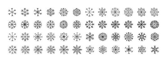 Snowflakes sketch big set. Snowflakes drawn by hand. Snowflakes different icons. Vector scalable graphics