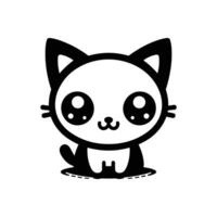 Cute cat vector illustration line art drawing black and white kitten perfect for logo