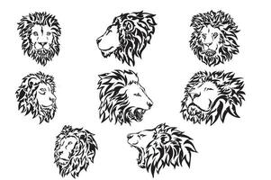 conjunto de un león cabeza tatuaje diseño vector