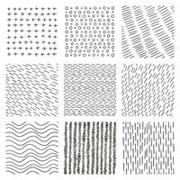 Lines set in different styles and positions. Plus, wain, waves, scratched, circles etc. vector