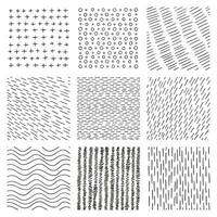 Lines set in different styles and positions. Plus, wain, waves, scratched, circles etc. vector