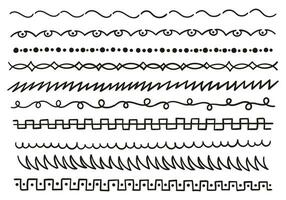 soltero línea conjunto en diferente estilos. ondas, columna vertebral, al cuadrado, arabescos etc. vector