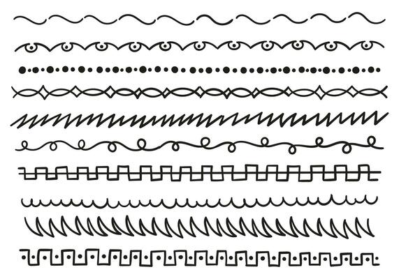 Single line set in different styles. Waves, spine, squared, arabesques etc.