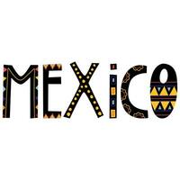 Mexico decorated logo, lettering. Mexico handwritten text.Used for greeting card, and poster design. vector