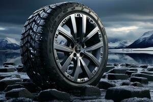 AI generated Winter tire ad, created with generative AI photo