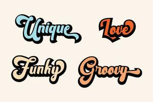 Set of vintage words typography vector