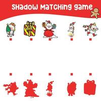 Matching shadow game for children. Find the correct shadow. Educational matching game for children with cartoon character. Worksheet for kid. Educational printable activity page. Vector file.