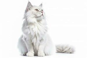 AI generated Portrait of handsome young cat isolated on white background, Ai generative photo