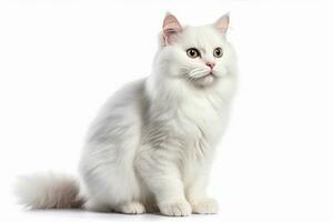 AI generated Portrait of handsome young cat isolated on white background, Ai generative photo