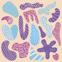 hand drawn various shapes and doodle objects. Abstract contemporary modern trendy vector illustration