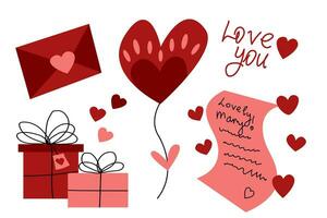 A set of Valentine's day items. Vector illustration with a set of objects