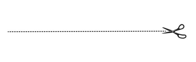 cortar aquí tijeras.tijeras y punteado línea. plano vector ilustración