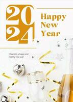 White Minimalist New Year Greeting Card template