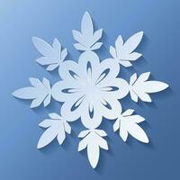 Vector white christmas paper cut 3d snowflake