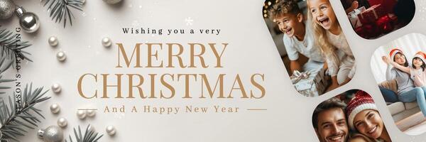 White and Gold Minimalist Christmas Twitter Banner template