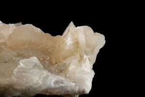 macro stone mineral Quartz on Galena on a black background photo