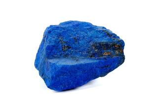 Macro Azurite mineral stone with Pyrite inserts on a white background photo
