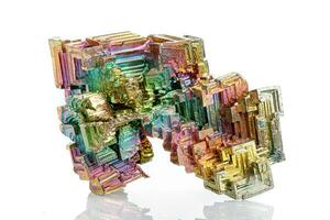 macro mineral stone bismuth on a white background photo