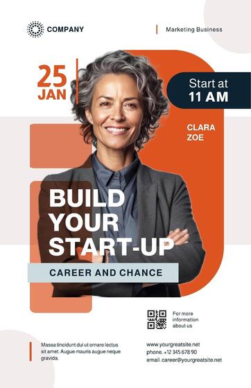 White and Orange Business Marketing Poster