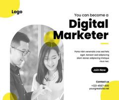 Yellow and Black Digital Marketer Facebook Post template