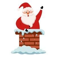 Santa Claus got stuck in the chimney. Vector illustration.