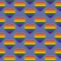 Seamless vector pattern with rainbow hearts. Gay pride flag colored illustration.