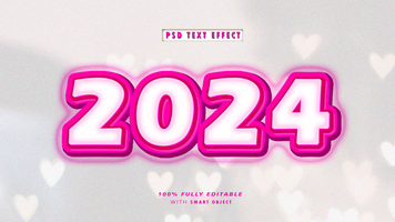 Neaw Years 2024 Text Effects with Love Background psd