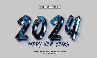 Happy New Years 2024 3D Text Effects psd