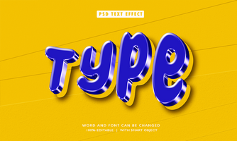 Type 3D Editable Text Effect With Yellow Background psd