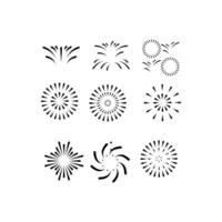 Fireworks line icon set. Christmas fireworks confetti, firecracker minimal vector illustration. for New Year celebration party.isolated white background with black fill style.