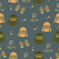 Sweater and mittens seamless pattern. vector