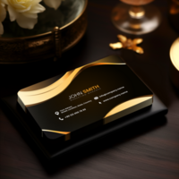 AI generated vector gradient golden luxury horizontal business card template psd