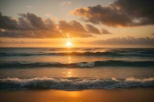 hermosa puesta de sol ver desde playa, ai generativo foto