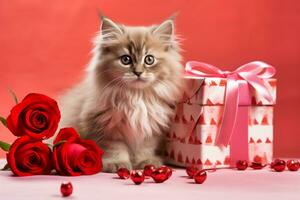 AI Generated. Valentine's Day Feline Elegance photo