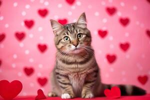 AI Generated. Valentines Day Themed Cat Portrait photo