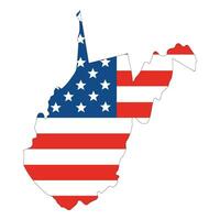 Map of West Virginia with flag. USA flag. vector