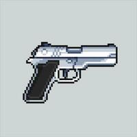 Pixel art illustration Gun. Pixelated Glock. Hand Gun Glock Police pixelated for the pixel art game and icon for website and video game. old school retro. vector