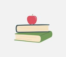 apple and books vector illustration represent knowledge about gravity and study