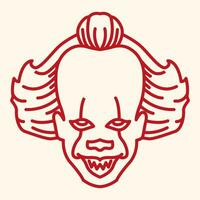 Vector Line art illustration horror clown. Simple outline clown. halloween scary clown icon lineart for the illustration design, website and graphic design.