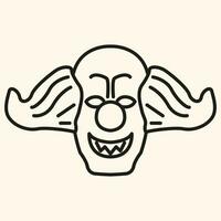 Vector Line art illustration horror clown. Simple outline clown. halloween scary clown icon lineart for the illustration design, website and graphic design.