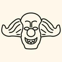 Vector Line art illustration horror clown. Simple outline clown. halloween scary clown icon lineart for the illustration design, website and graphic design.