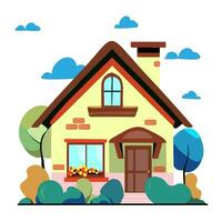 illustration of a house in a garden vector