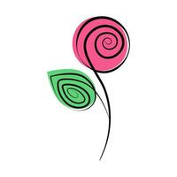 Stylized image of a rose bud. Spring ornamental design element with spots in trendy marker shades vector