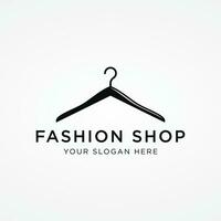 Simple coat hanger logo template design with creative idea.Logo for business, boutique, fashion, beauty. vector