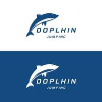 Dolphin Logo template design. Dolphins jump on the waves of the sea or beach with a creative idea. vector