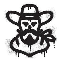 Cowboy graffiti with black spray paint vector