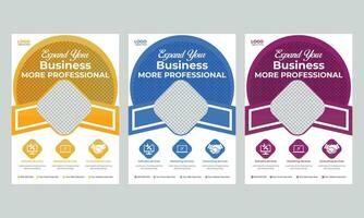 Modern business flyer design with multiple color vector