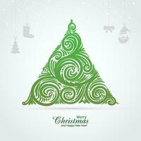 Creative christmas tree holiday card background vector